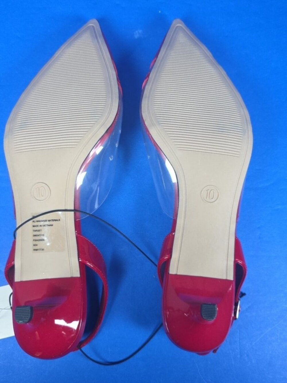 A New Day Shoes Women Red Clear Pointed Toe Heel Eleanor Heart Detail Size 10 - Picture 7 of 7